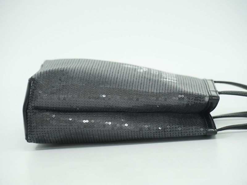 Authentic Prada Sequined Mesh Tote Handbag Black Bag Pre-owned [follow-up