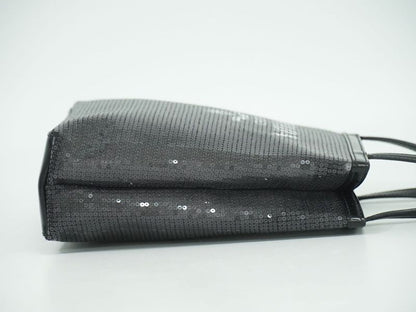 Authentic Prada Sequined Mesh Tote Handbag Black Bag Pre-owned [follow-up