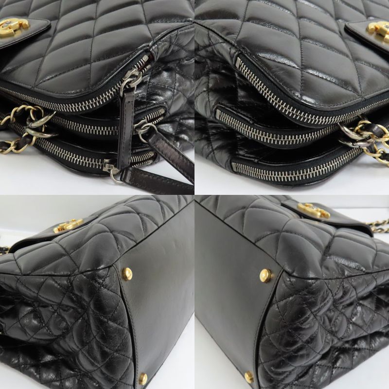 Chanel Matelasse Chain Shoulder Bag Bow-ring Black Antique Hardware No