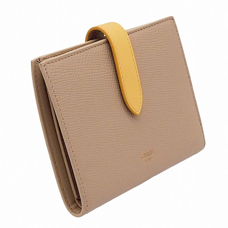 Celine Medium Strap Wallet Calfskin Nude Beige Citron Yellow Bicolor Wallet