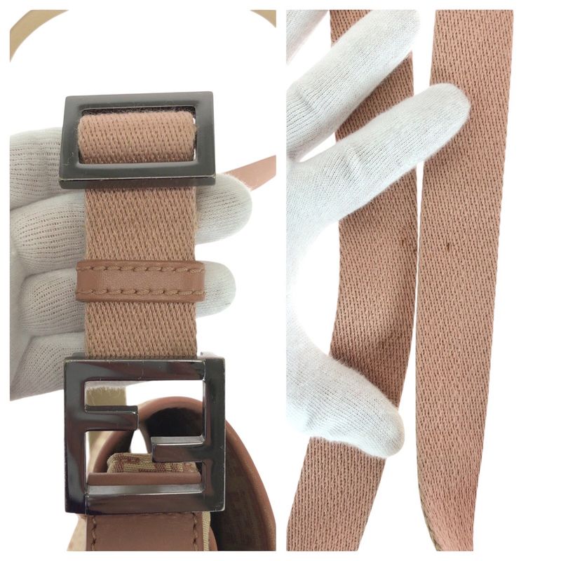 Fendi Zucchino Beige Pink Silver Hardware Canvas/leather Shoulder Bag Pochette