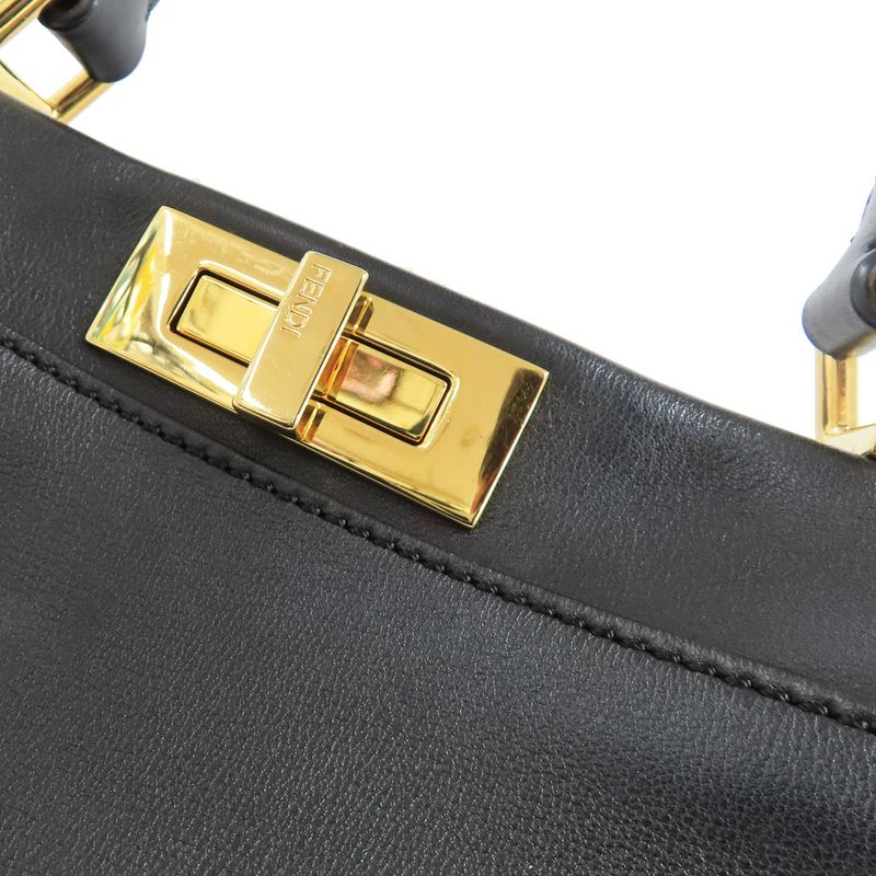 Fendi P-cub- 8bn290 Shoulder Bag Handbag 2WAY Black Leather Ladies