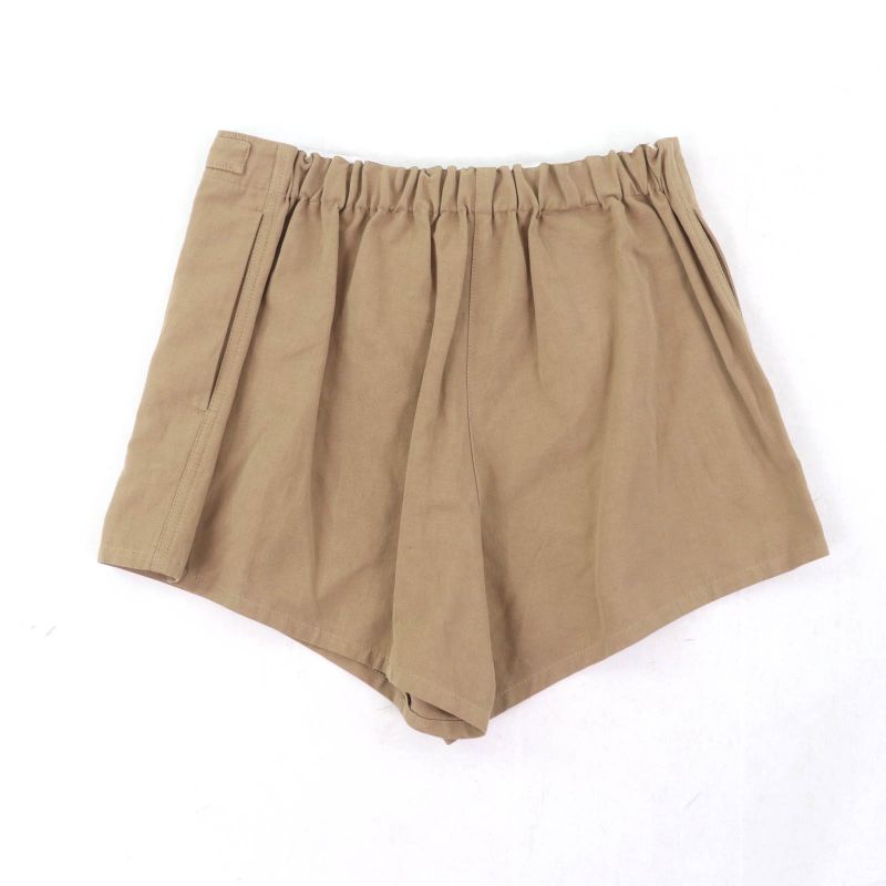 Prada 2023 P279h Panama Cotton Linen Blend Belt Design Shorts Brown 36 Made In