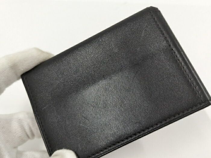 Hermes Clunesey Trifold Card Case Box Calf Black Stamped B