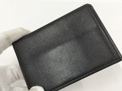 Hermes Clunesey Trifold Card Case Box Calf Black Stamped B
