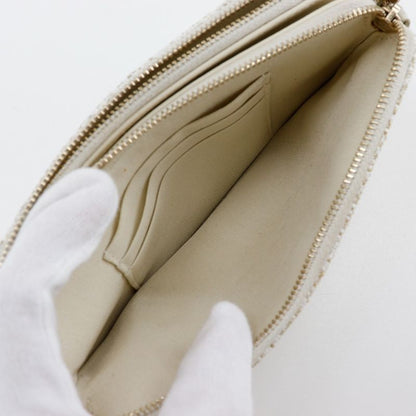 Chanel Deauville Chain Shoulder 2WAY Clutch A84415 Tweed White Ladies Shoulder