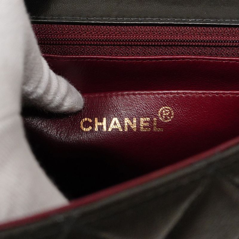 Chanel Handbag Matelasse Lambskin Black Gold Hardware Women