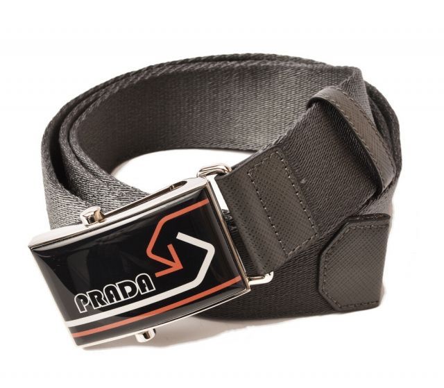 Prada Belt For Men And Women 2cn034 Nastro Nylon Canvas Grafitte Arancic Gray