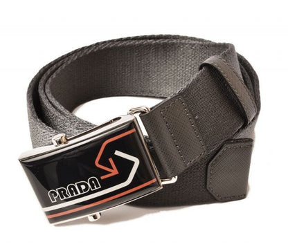 Prada Belt For Men And Women 2cn034 Nastro Nylon Canvas Grafitte Arancic Gray