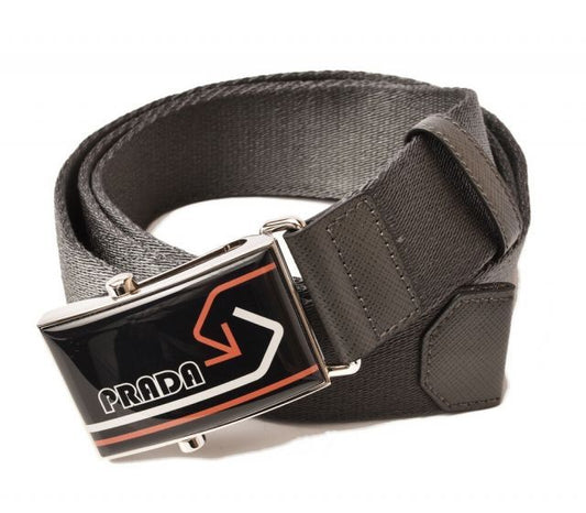 Prada Belt For Men And Women 2cn034 Nastro Nylon Canvas Grafitte Arancic Gray
