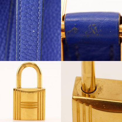 Hermes Picotin Lock 22mm (0.87in) Taurillon Clemence Blue Electric Blue/gold