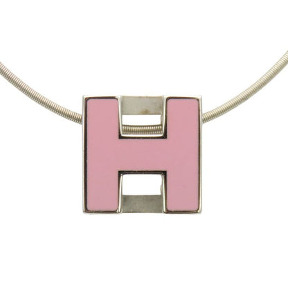 Hermes Necklace Caged Ash Metal Pink Silver Hardware H Cube Accessories