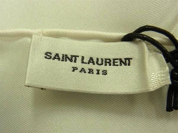 Saint Laurent 100% Silk Handkerchief Scarf For Women In White Fa1158