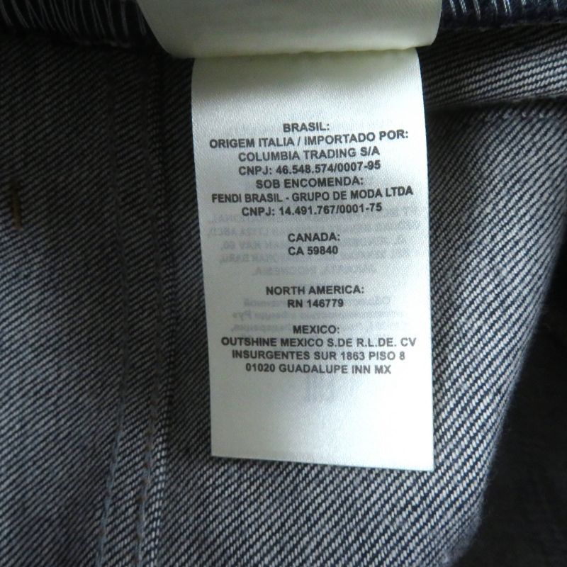 Fendi Flp673 Leather Denim Pants With Logo Patch And Logo Button Bottoms Indigo