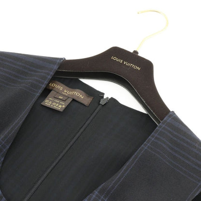 Louis Vuitton Dress Checked Wool Navy Women's Dress