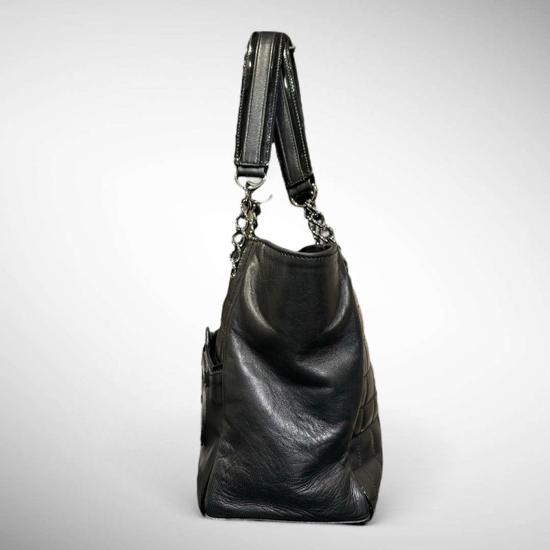 Chanel 10947118 Camellia No.5 Chain Leather Tote Bag Women Black -