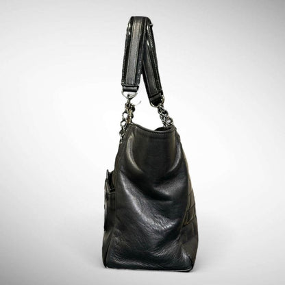 Chanel 10947118 Camellia No.5 Chain Leather Tote Bag Women Black -