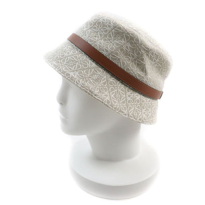 LOEWE K820hb1x41 Anagram Jacquard Logo Leather Use Bucket Hat Ecru/soft White