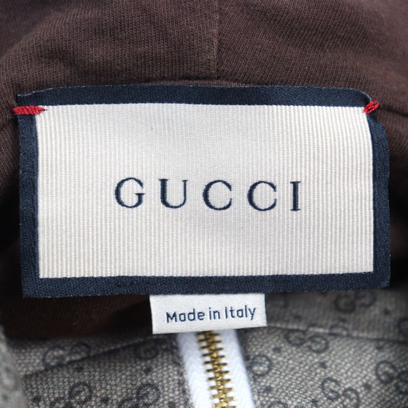 Gucci 655153 Mini GG Jersey Sherry Line Interlocking G Half Zip Hoodie Beige M