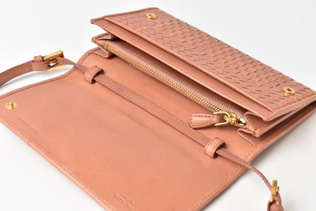 Prada Long Wallet Shoulder Wallet Prada Wallet 1m1437 Madras ROSE