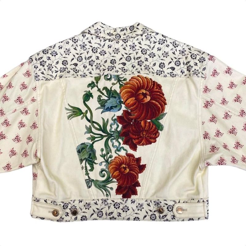 Louis Vuitton Denim Jacket Flja37fx0 Size 34 Yellow Flower Rw212w Fx0 Flja37