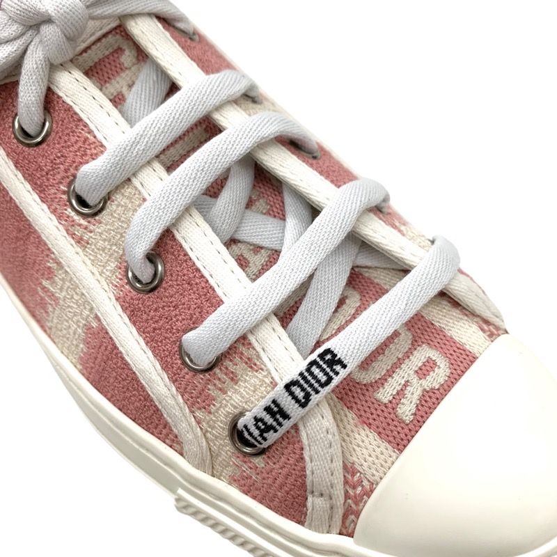 Christian DIOR WALK N DIOR Sneakers Shoes Fabric Pink White Jacquard Logo