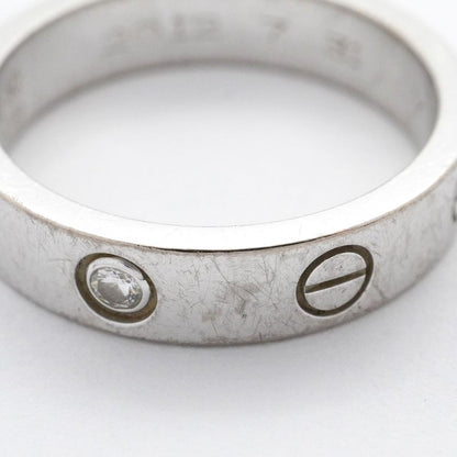 Cartier Ring Mini Love 1PD 18K White Gold White Togo Old Diamond #50 Ladies