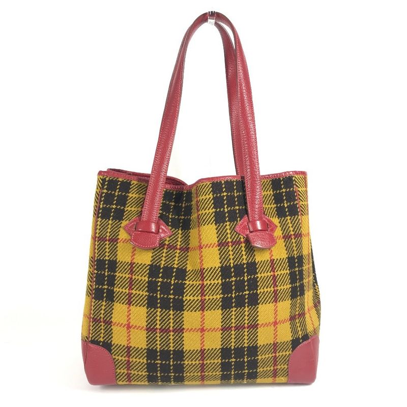 Hermes Shoulder Bag Gallop Check Wool Red