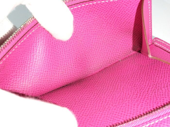 Hermes Bearn Souffle Foldable Long Wallet Leather Purple Silver Hardware □P