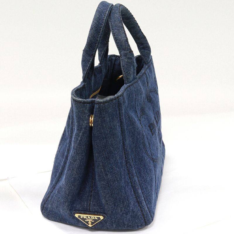Prada Hand Tote Shoulder Bag Canapa Denim Canvas AVIO (blue) 2WAY B2439g