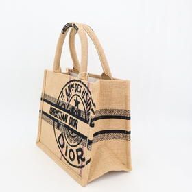 Christian DIOR Book Tote Small M1265zruw_m918 Tote Bag Jute Canvas Beige Black
