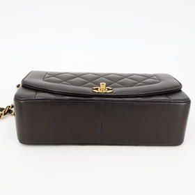 Chanel Diana Flap Matelasse 25 Chain Shoulder Bag Lambskin Black Gold Hardware