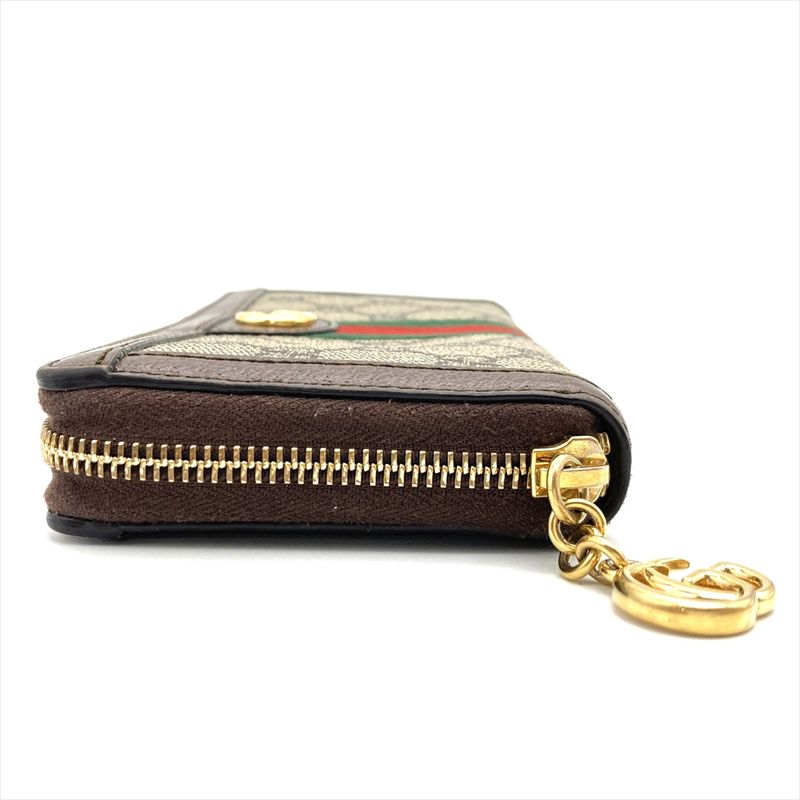 Gucci Ophidia Round Zipper GG Supreme Canvas Leather 523154 8745 Brown Gold