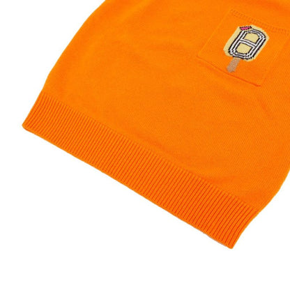 Hermes Short Sleeve Cashmere Knit Chaine D'ancre Ice Orange 34 Size