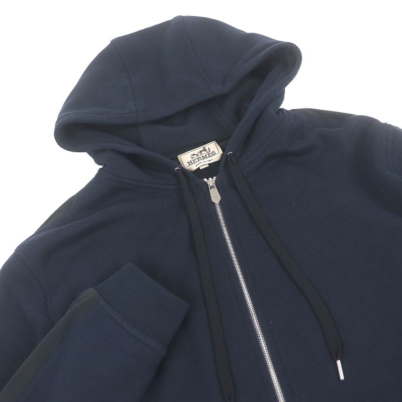 Hermes 20AW Run H Sideline 100% Cotton H Logo Zip Hoodie Navy S Made In Italy