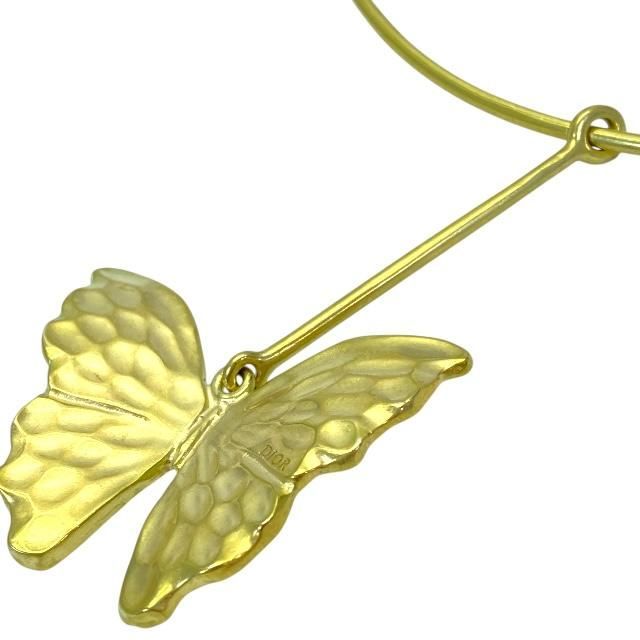 Christian DIOR Necklace Choker Jewelry Accessories Small Butterfly Motif GP Gold
