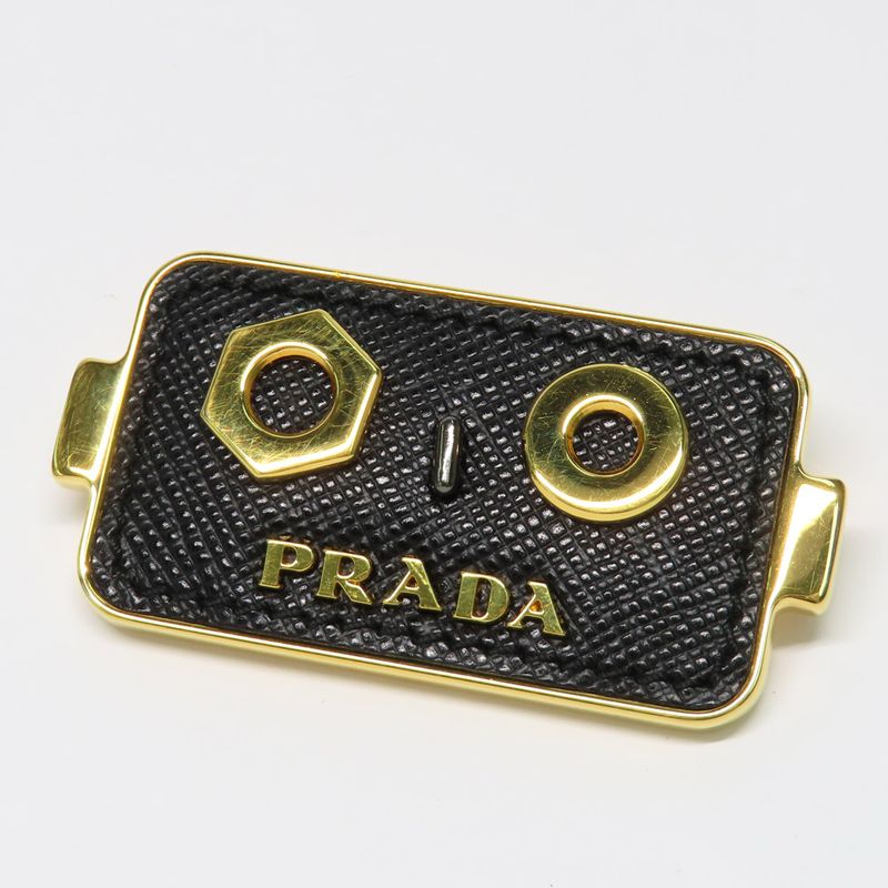 Prada Robot 1pp054 Bag Charm Sapphire Leather Metal Gold Hardware
