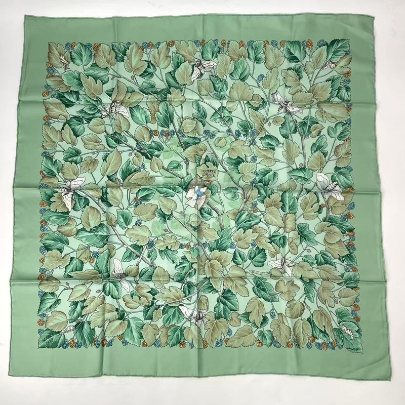 Hermes Carre 90 L'arbre De Soie Silk Tree Mulberry Tree And Silkworm Silk Scarf