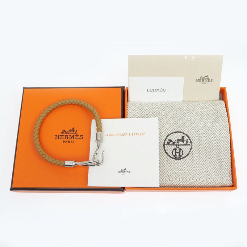 Hermes Jumbo Bracelet Braided Biscuit Silver-hardware Leather Bracelet