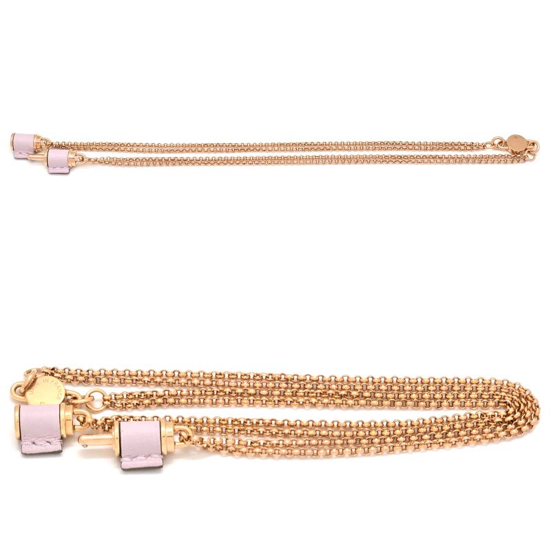 Hermes Charnières PM Necklace Swift Leather Gold Color Metal Neck Circumference