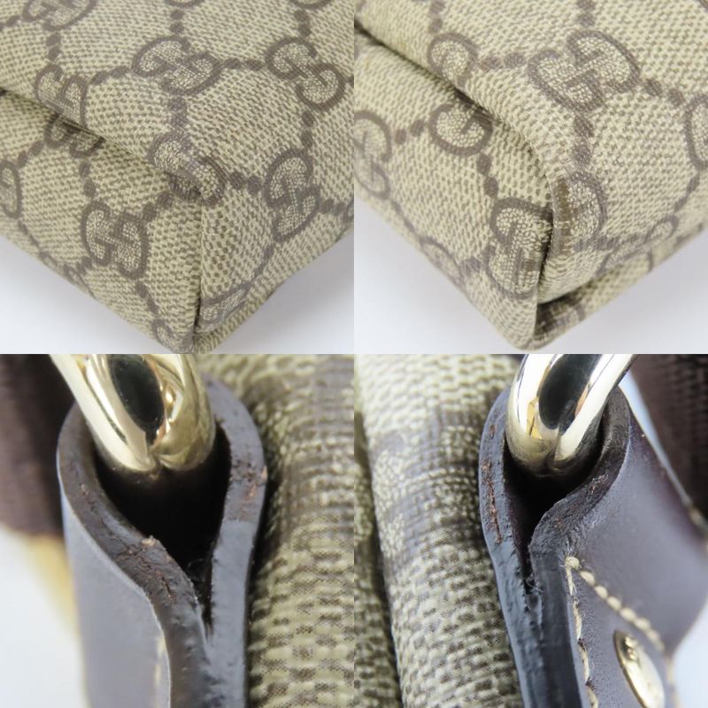 Gucci Shoulder Bag 223666 GG Supreme Canvas Leather Beige Dark Brown Crossbody