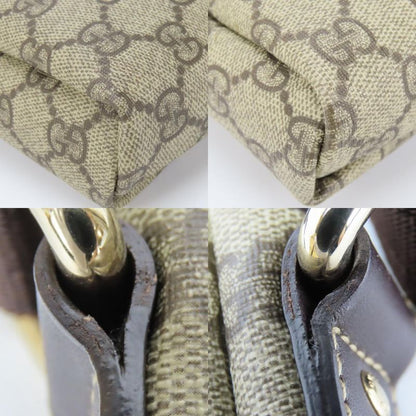 Gucci Shoulder Bag 223666 GG Supreme Canvas Leather Beige Dark Brown Crossbody