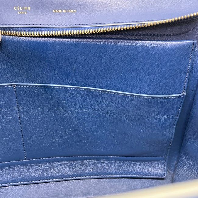 Celine 2 Way Bag Trapeze Blue Navy Excellent Condition Leather Preowned