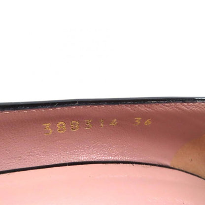 Gucci 388314 Interlocking G Pointed Toe Patent Leather Pumps Black 36 With Box