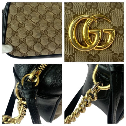 Gucci GG Marmont Quilted Beige Brown Gold Hardware GG Canvas 447632 Shoulder