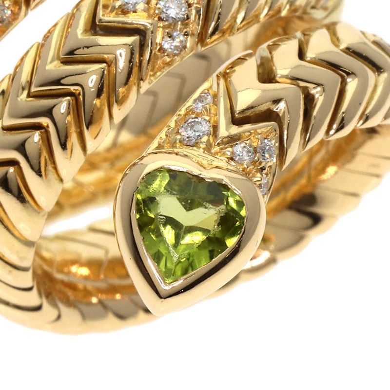 Bvlgari Bulgari Tubogas Spiga Peridot Diamond Ring And Ring 18K Yellow Gold