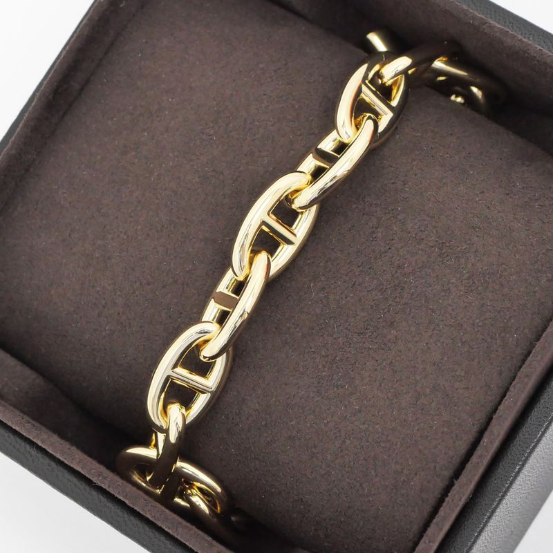 Hermes Chaine D'ancre GM Bracelet 750 YG Yellow Gold 12 Pieces Approx