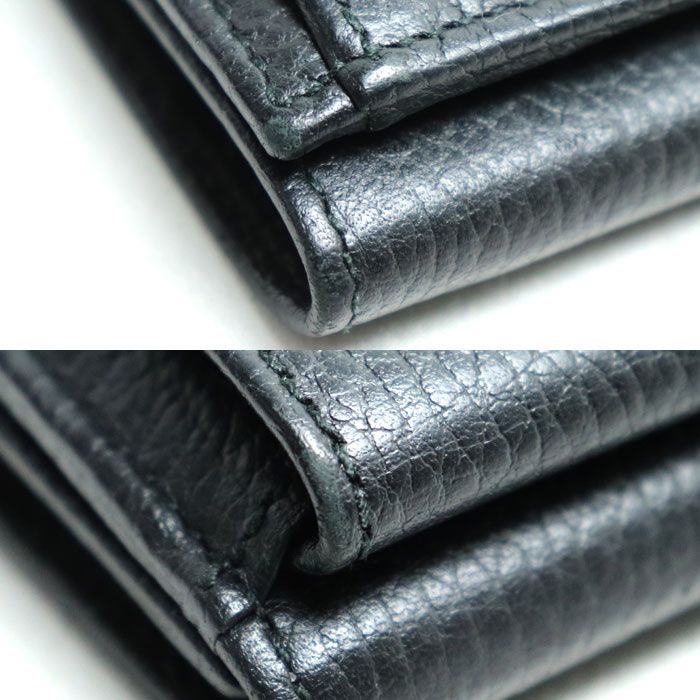 Gucci Petit Marmont Leather Wallet Trifold Wallet Black 523277 Ladies Preowned