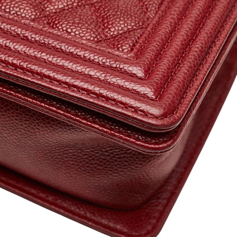 Chanel Coco Marc Boy Chanel 25 Crossbody Chain Shoulder Bag Red Caviar Skin