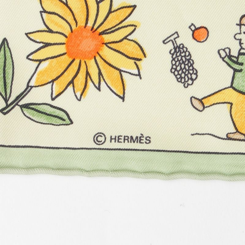 Hermes Petit Carré 45 Silk Homecoming Gavroche Scarf Greenish Multicolor